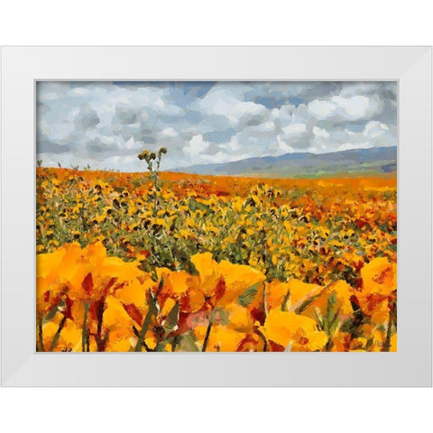 Yellow Meadow XI White Modern Wood Framed Art Print by Medeiros, Celito