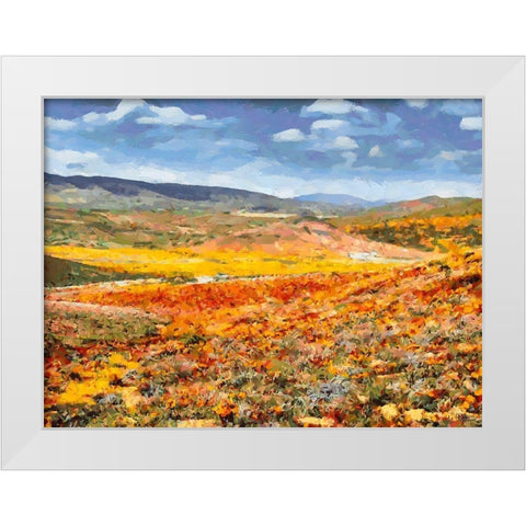 Yellow Meadow XII White Modern Wood Framed Art Print by Medeiros, Celito