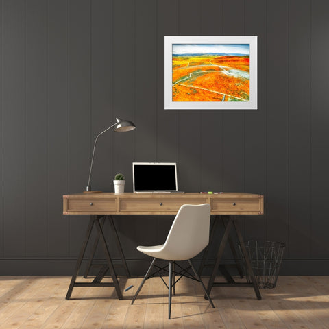 Yellow Meadow XV White Modern Wood Framed Art Print by Medeiros, Celito