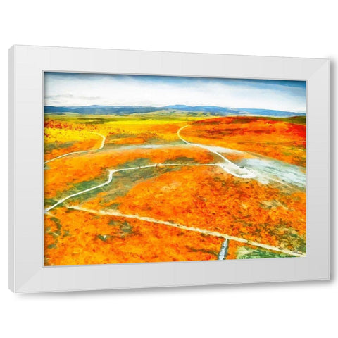 Yellow Meadow XV White Modern Wood Framed Art Print by Medeiros, Celito