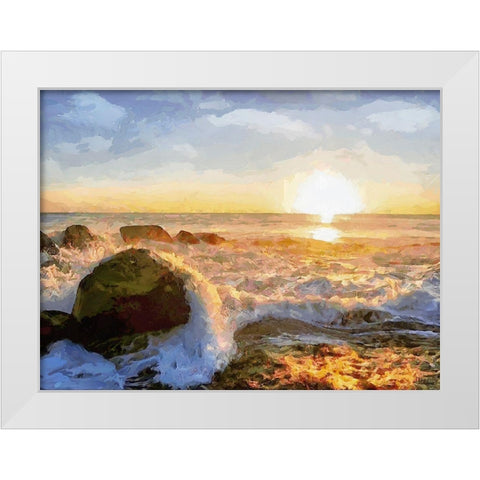 White Waves at Down White Modern Wood Framed Art Print by Medeiros, Celito