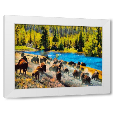 Great Yellowstone NP 16 White Modern Wood Framed Art Print by Medeiros, Celito