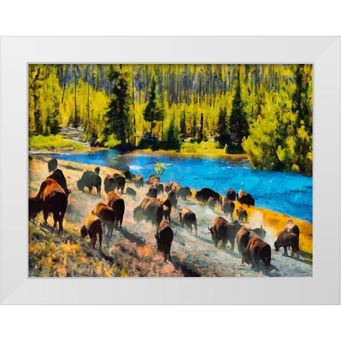 Great Yellowstone NP 16 White Modern Wood Framed Art Print by Medeiros, Celito