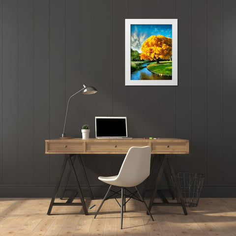 A Big Yellow Tree White Modern Wood Framed Art Print by Medeiros, Celito