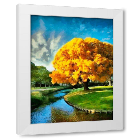A Big Yellow Tree White Modern Wood Framed Art Print by Medeiros, Celito