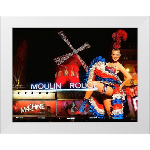 Moulin Rouge White Modern Wood Framed Art Print by Medeiros, Celito