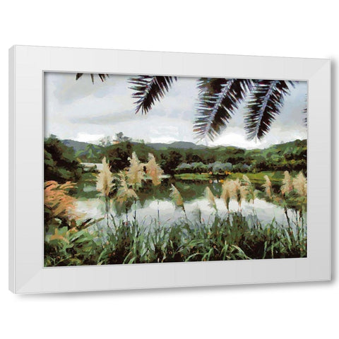 Lake in Tropical Garden XIV White Modern Wood Framed Art Print by Medeiros, Celito