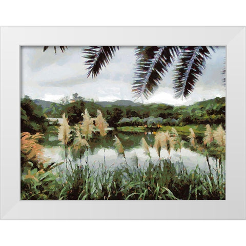 Lake in Tropical Garden XIV White Modern Wood Framed Art Print by Medeiros, Celito