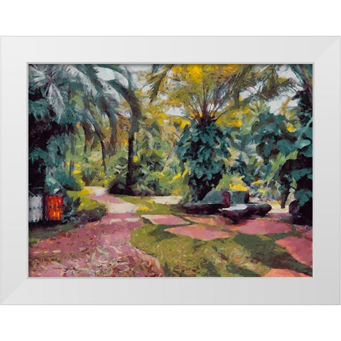 Palm Trees in Tropical Garden II White Modern Wood Framed Art Print by Medeiros, Celito