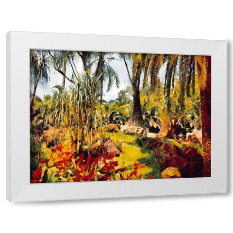 Palm Trees in Tropical Garden III White Modern Wood Framed Art Print by Medeiros, Celito