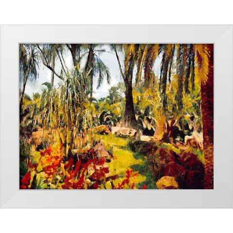 Palm Trees in Tropical Garden III White Modern Wood Framed Art Print by Medeiros, Celito