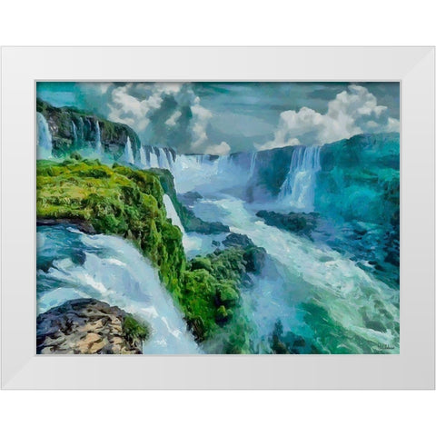 Iguazu Watterfalls White Modern Wood Framed Art Print by Medeiros, Celito