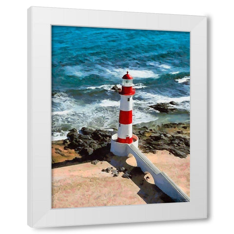 Nice Lighthouse White Modern Wood Framed Art Print by Medeiros, Celito