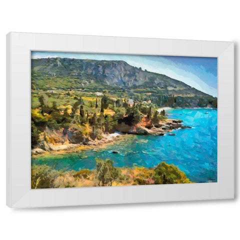 Blue Sea I White Modern Wood Framed Art Print by Medeiros, Celito