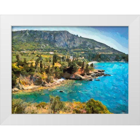 Blue Sea I White Modern Wood Framed Art Print by Medeiros, Celito