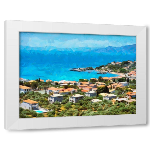 Blue Sea III White Modern Wood Framed Art Print by Medeiros, Celito