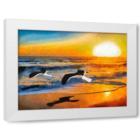Big Birds by Sunset White Modern Wood Framed Art Print by Medeiros, Celito