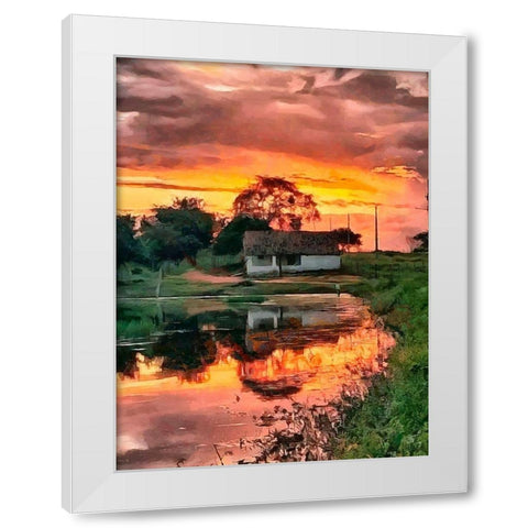 Pink Sunset White Modern Wood Framed Art Print by Medeiros, Celito