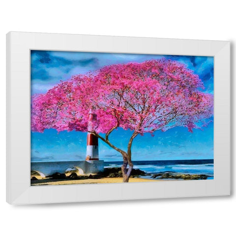 Pink Tree by Lighthouse White Modern Wood Framed Art Print by Medeiros, Celito