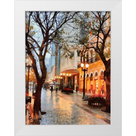 Early Evening in the City White Modern Wood Framed Art Print by Medeiros, Celito