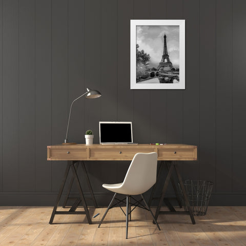 Eiffel Tower by Sunset I White Modern Wood Framed Art Print by Medeiros, Celito