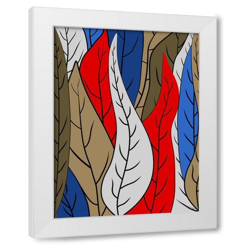 Leaves I White Modern Wood Framed Art Print by Medeiros, Celito