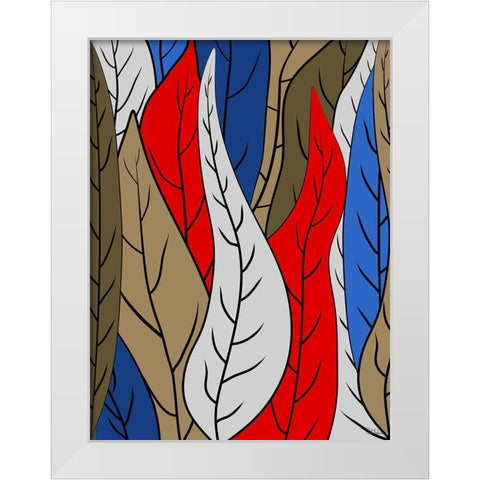 Leaves I White Modern Wood Framed Art Print by Medeiros, Celito