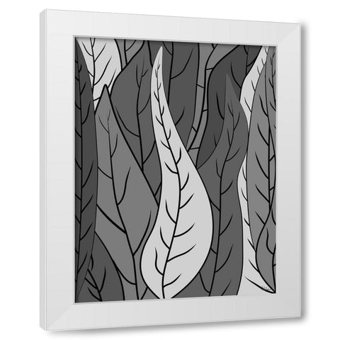 Leaves BW I White Modern Wood Framed Art Print by Medeiros, Celito