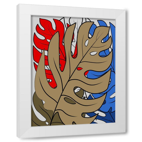 Leaves II White Modern Wood Framed Art Print by Medeiros, Celito