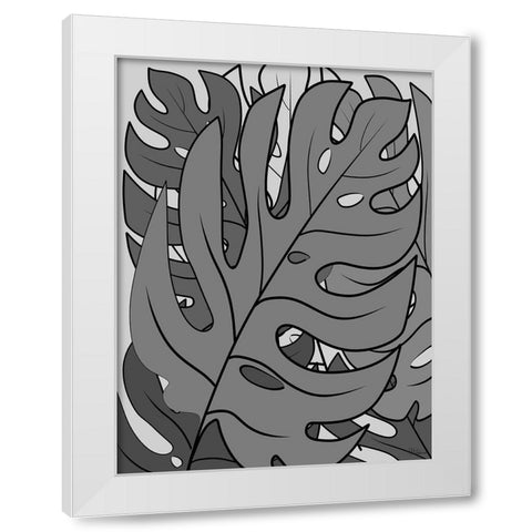 Leaves BW II White Modern Wood Framed Art Print by Medeiros, Celito