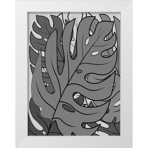Leaves BW II White Modern Wood Framed Art Print by Medeiros, Celito