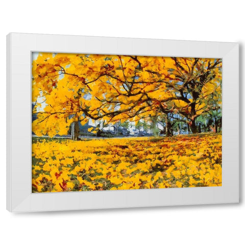 Yellow Tree II White Modern Wood Framed Art Print by Medeiros, Celito
