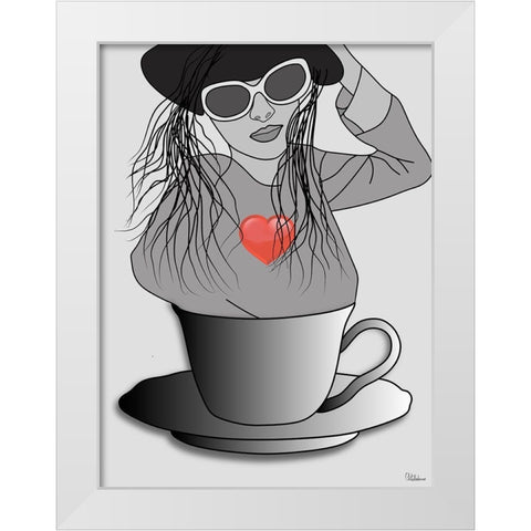 Heart Variation I White Modern Wood Framed Art Print by Medeiros, Celito