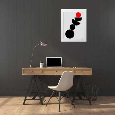 Black, white and Red II White Modern Wood Framed Art Print by Medeiros, Celito