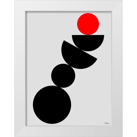 Black, white and Red II White Modern Wood Framed Art Print by Medeiros, Celito