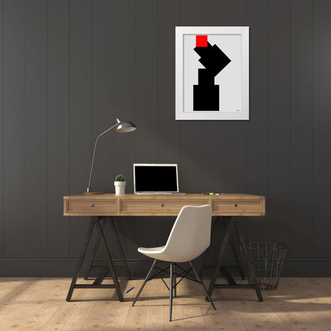 Black, white and Red III White Modern Wood Framed Art Print by Medeiros, Celito
