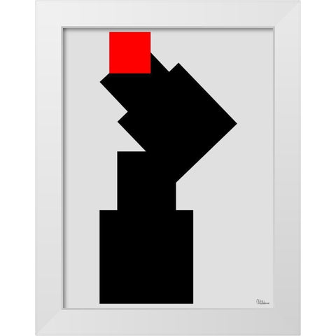 Black, white and Red III White Modern Wood Framed Art Print by Medeiros, Celito