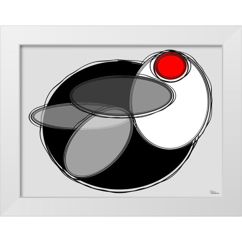 Black, white and Red IV White Modern Wood Framed Art Print by Medeiros, Celito