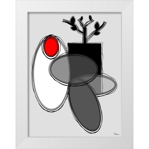 Black, white and Red V White Modern Wood Framed Art Print by Medeiros, Celito