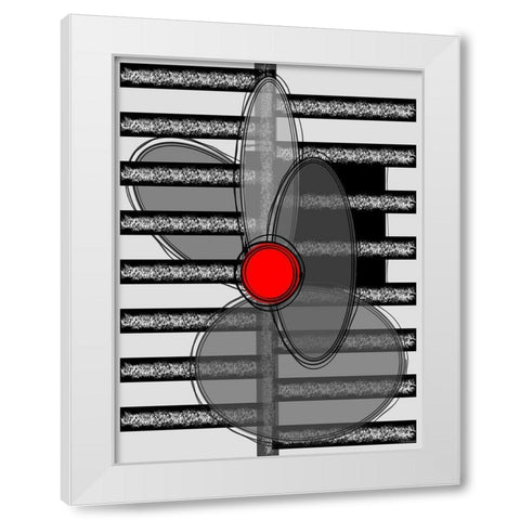 Black, white and Red VI White Modern Wood Framed Art Print by Medeiros, Celito