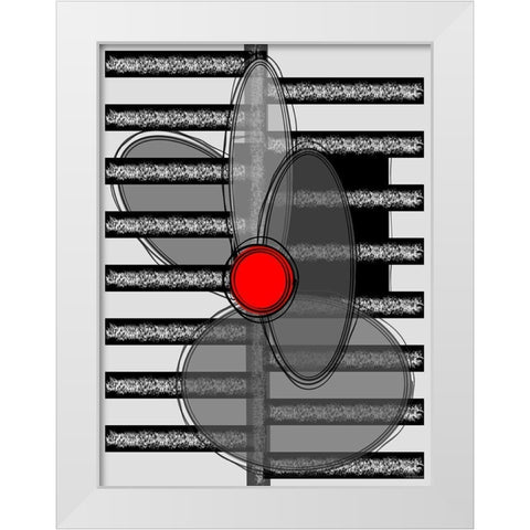 Black, white and Red VI White Modern Wood Framed Art Print by Medeiros, Celito