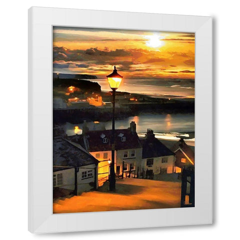 Evening Sun by the Sea White Modern Wood Framed Art Print by Medeiros, Celito