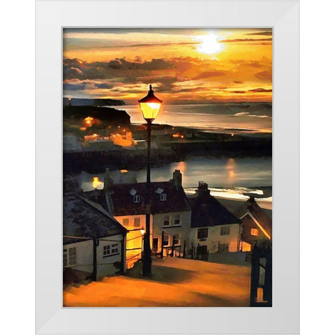 Evening Sun by the Sea White Modern Wood Framed Art Print by Medeiros, Celito