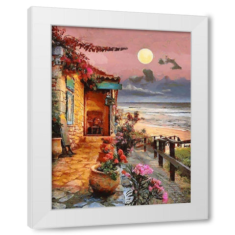 Sunset by the Ocean White Modern Wood Framed Art Print by Medeiros, Celito