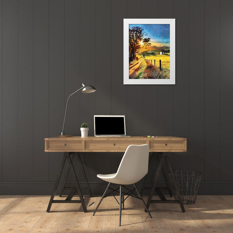 Sunset in the countryside White Modern Wood Framed Art Print by Medeiros, Celito