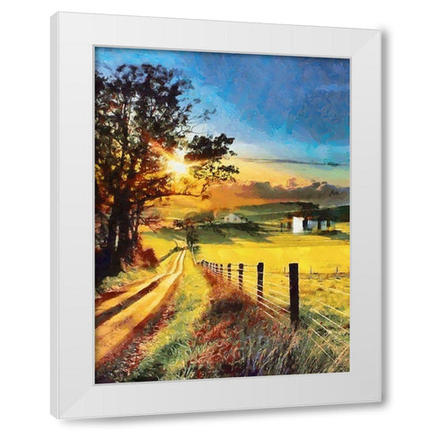 Sunset in the countryside White Modern Wood Framed Art Print by Medeiros, Celito