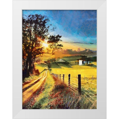 Sunset in the countryside White Modern Wood Framed Art Print by Medeiros, Celito