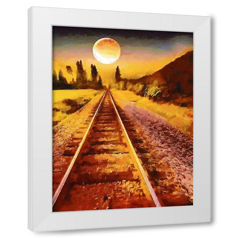 Full Moon over the Railway White Modern Wood Framed Art Print by Medeiros, Celito
