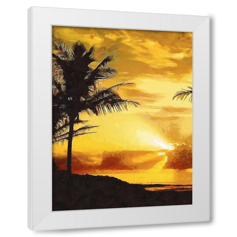 Sunset over the Palms - Diptych A White Modern Wood Framed Art Print by Medeiros, Celito