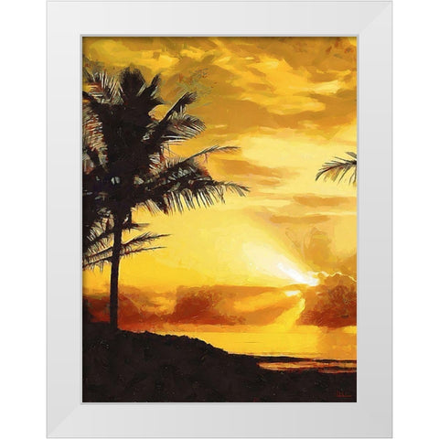 Sunset over the Palms - Diptych A White Modern Wood Framed Art Print by Medeiros, Celito